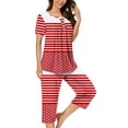 thumbnail image 2 of cfhntfmh Pajama Sets for Women Casual Print Short Sleeve Buttons Shirts Comfy Capri Pants with Pockets 2 Piece Pjs Sleepwear Sets, 2 of 5
