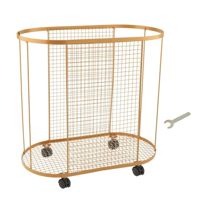 DOLITY Yoga Mat Storage Rack Basket, Workout Equipment Home Gym Storage Rack with Wheels for Dumbbell Kettlebells Resistance Bands Gold