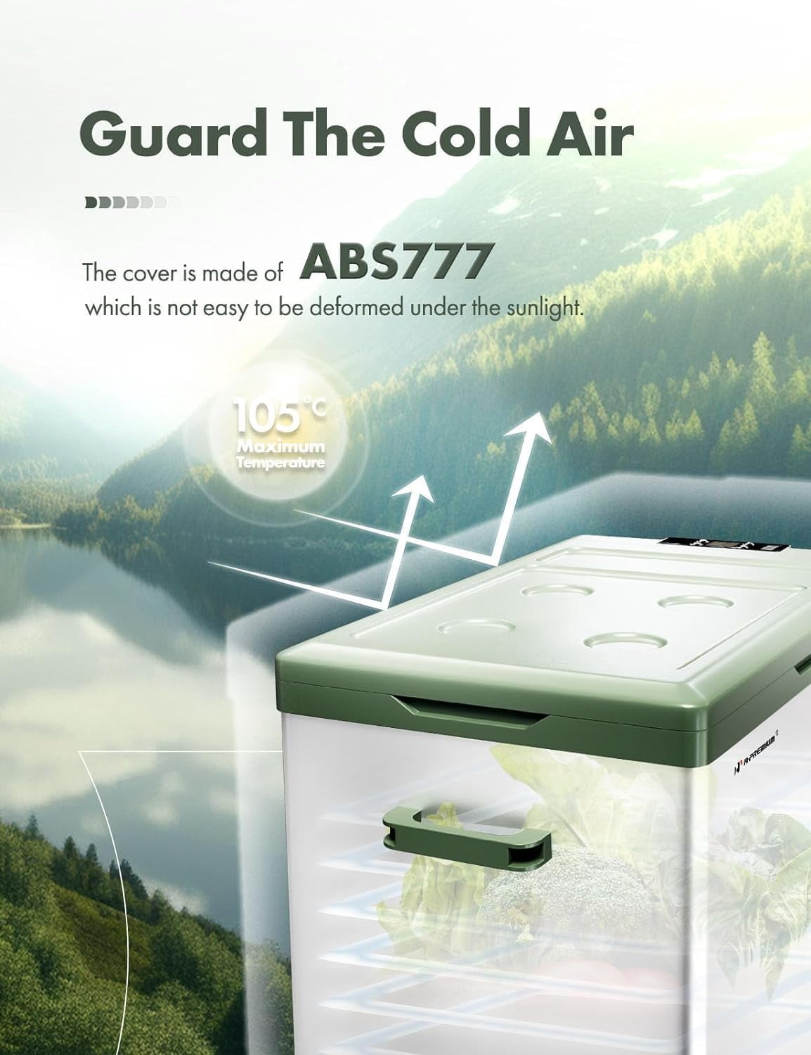 A-Premium 12 Volt Refrigerator 47QT/44.7L Portable Car Fridge Cooler (w/ ABS777 Cover), -4°F~68°F Fast Cooling with 12/24V DC & 110-240V AC for Roadtrip, Camping, Travel, RV, Fast Cooling & Two Modes