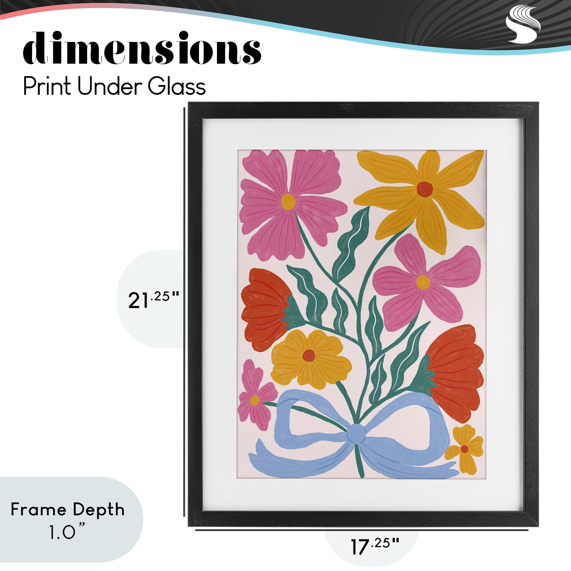 Stupell Industries Mid Century Fresh Florals Black Framed Print Under Glass, design by Lisa Barlow