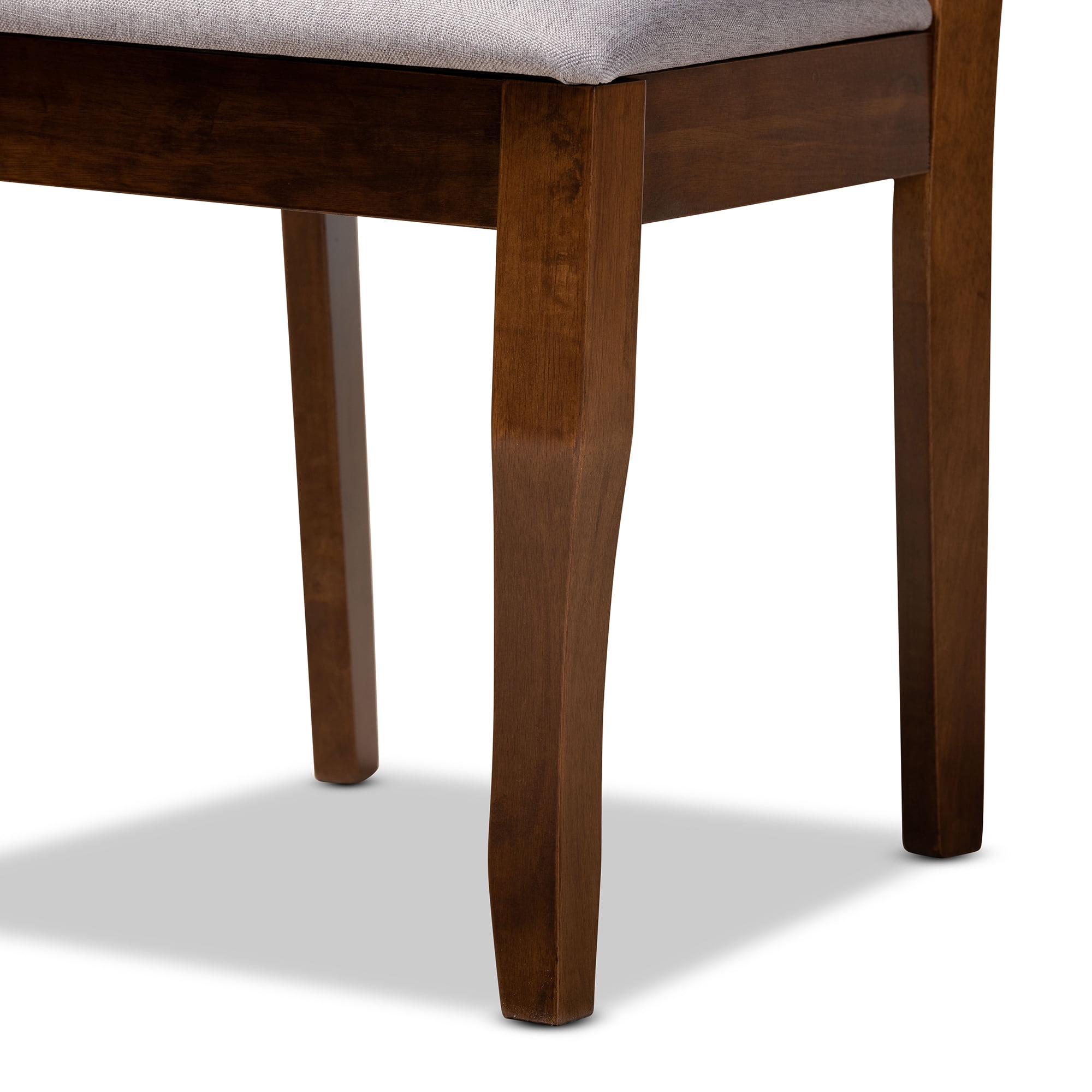 Baxton Studio Mael Modern and Contemporary Grey Fabric Upholstered Walnut Brown Finished Wood 4-Piece Dining Chair Set