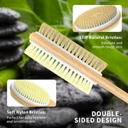 Bamboo Shower Body Exfoliating Brush, Bath Back Cleaning Scrubber with Long Handle, 1 Hook