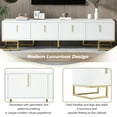 thumbnail image 5 of Gzxs Contemporary TV Stand with 4 Doors, Gold Handles & Metal Legs, Adjustable Shelves and Cable Management, for TVs up to 80", White Media Console for Living Room, Home Theater, 5 of 9