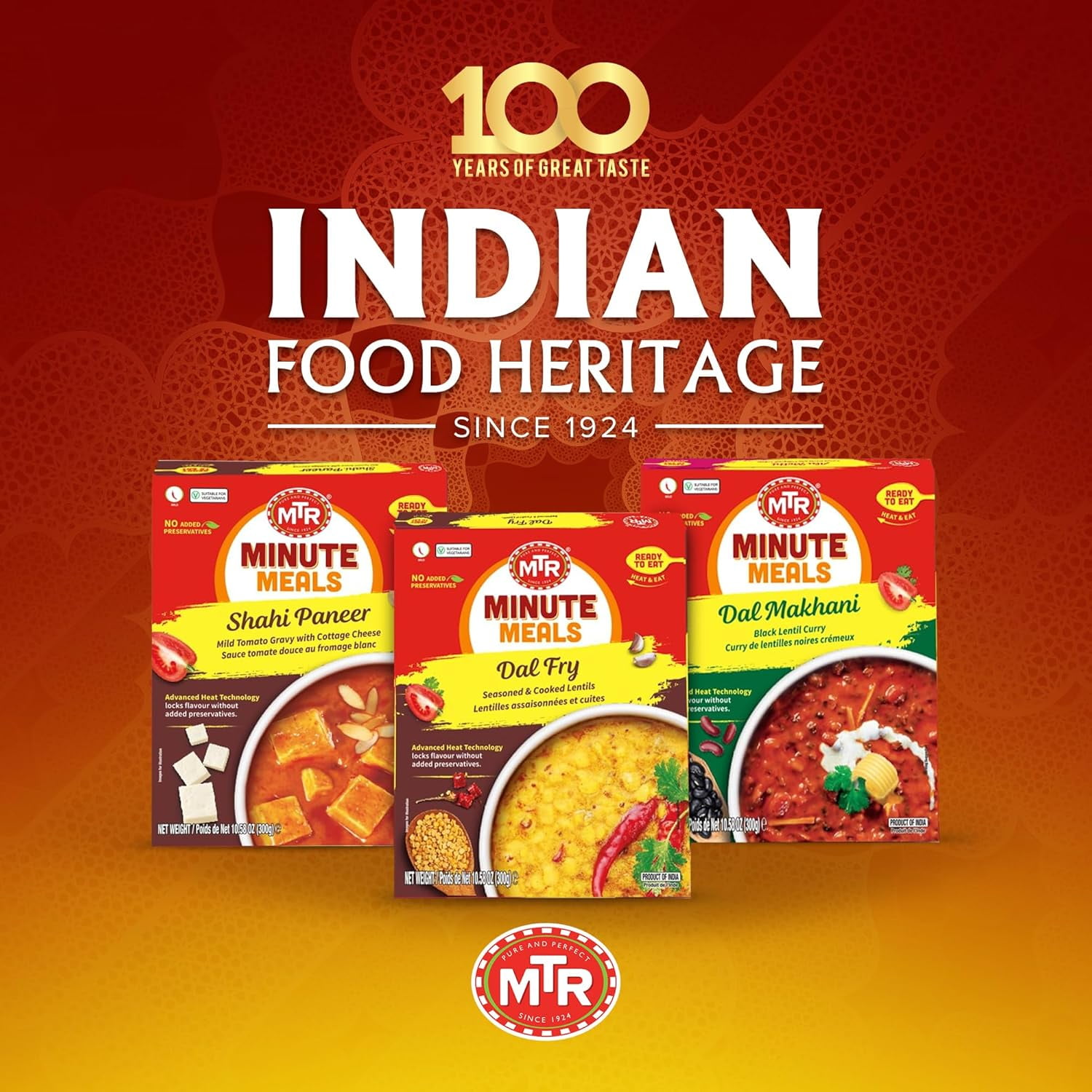 MTR Dal Fry - Flavorful Seasoned & Cooked Lentils - Authentic Indian Ready-To-Eat Meal - No Added Preservatives - A Quick Meal Suitable for Vegetarians, Ready in Minutes! (300g, Pack of 6)