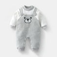 thumbnail image 2 of Baby Boy Girls Clothes Newborn Romper Fall Winter One-piece Outfit Infant Cute Cartoon Clothing Set 0-18 Months Gray 12-18 Months, 2 of 3