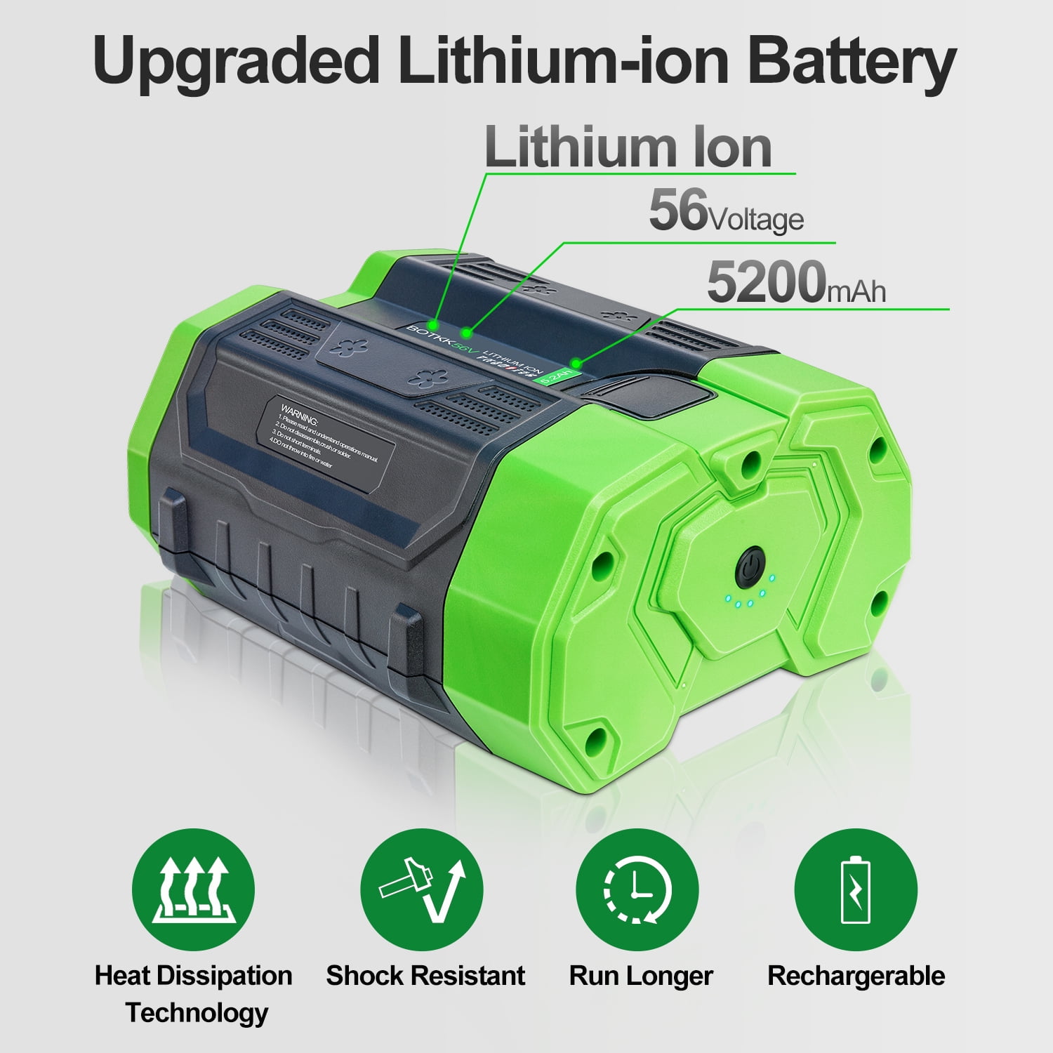 BOTKK Replacement for EGO 56V Battery Power+ BA2800 BA4200 BA1400 56-Volt 5.2Ah