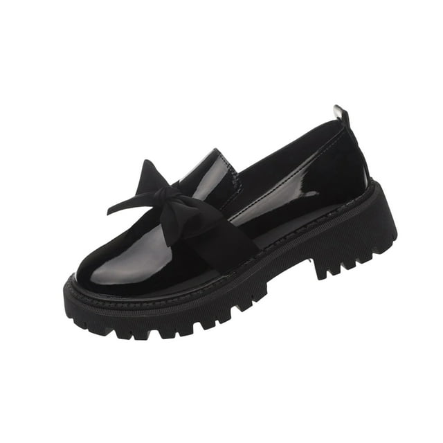 Nœud Nœud Nœud Mocassins en Cuir Verni pour Femmes Polyvalents Nœud Cool Accrocheurs d'Yeux Confortables Plats pour Grande Taille Automne/hiver