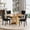 Table and 4 Black Chairs, variant on Round Farmhouse Dining Table Set for 4, 47" Circle Black Wooden Kitchen Table with 4 Beige Velvet Upholstered Dining Chairs, Wooden Kitchen and Dining Room Table Set for Dining Room