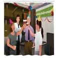 thumbnail image 3 of Retirement Party Shower Curtain, Employees in the Office Celebrating Happy Retirement Party of a Coworker, Fabric Bathroom Set with Hooks, 69W X 84L Inches Extra Long, Multicolor, by Ambesonne, 3 of 3