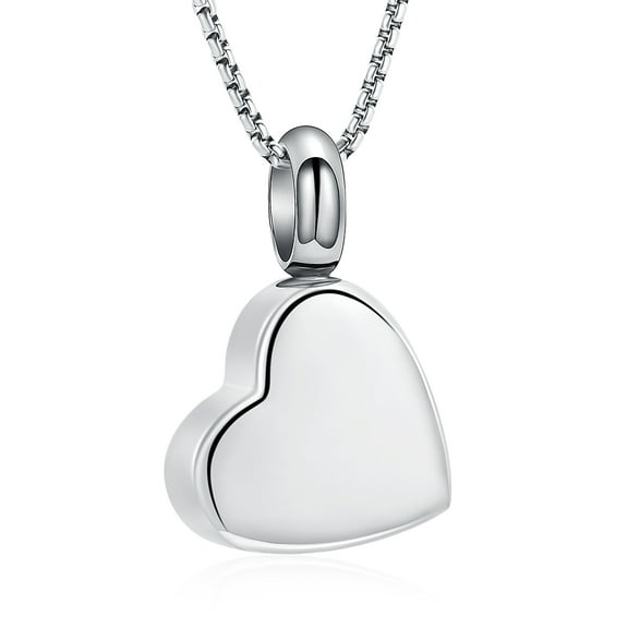 Simple Heart Urn Necklace for Ashes Stainless Steel Memorial Cremation Urn Pendant for Ashes for Women Men