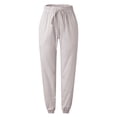 thumbnail image 4 of Pantalones de Lino de algodón Gibobby casuales cómodos sólidos con cintura elástica para mujer con bolsillos (Khaki, L), 4 of 5