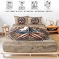 thumbnail image 5 of Full Size Fitted Sheet Set - Wooden Star Vintage 3 Piece Bedding Sets 16" Deep Pocket Fitted Sheet with 2 Pillowcases Country American Flag Star Rustic Brushed Microfiber Hotel Luxury Bed Sheets, 5 of 9