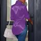 thumbnail image 4 of Usted Es Más Que una Prueba de Puntuación de la Camisa de las Mujeres Casual Suelto Sólido Cuello de Giro Asimétrico Doblado Manga Larga Satén Botón Superior, 4 of 8
