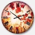 thumbnail image 1 of DesignArt Poppy Flowers on Blue Background Large Wall Clock, 1 of 2