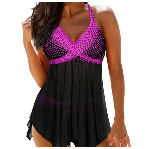 DOPI Women's Fashion Digital Printing Large Yarn Skirt Bikini Fattening Swimsuit