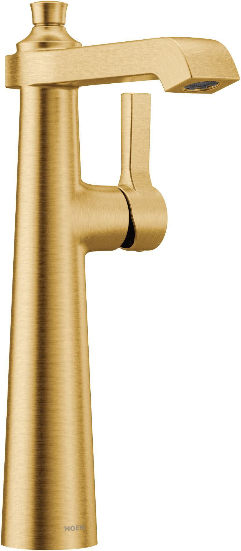 Moen S6982 Flara 1.2 GPM Single Hole Vessel Bathroom Faucet Gold