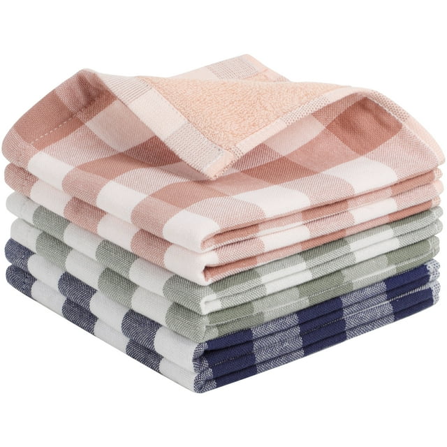 Unique Bargains 6PCS Cotton Kitchen Tea Towel Set Lattice Pattern