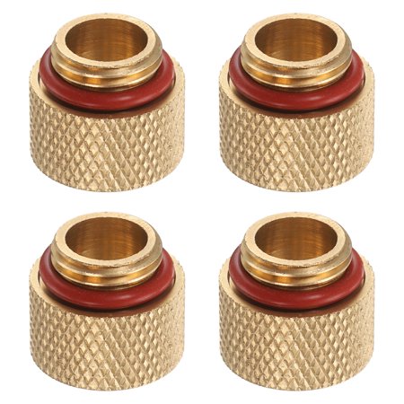 4-Pack G1/4 Male to Female Extender Fitting G1/4 x 10mm Extender Adapter with O-Ring - Durable Brass Hard Tubing Compression Fitting for PC Water Cooling System Golden