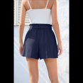 thumbnail image 4 of Pantalones Cortos Casuales de Verano para Mujer con Lazo y Cintura Anudada y Bolsillos. Azul Marino S, 4 of 7
