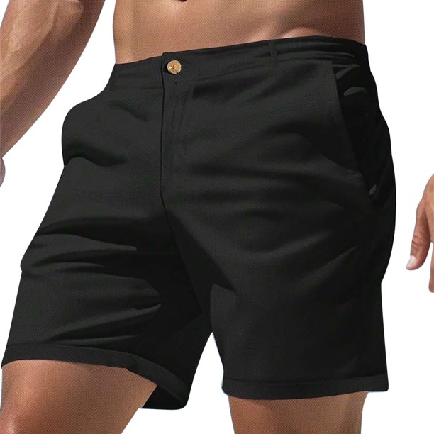 pstuiky Pantalones cortos de traje para hombre, pantalones cortos atractivos para hombre, pantalones cortos deportivos casuales de verano de color sólido.