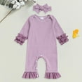 thumbnail image 2 of HCNTES Baby Girl Clothes Fall Winter Outfits Long Sleeve Romper Ruffled Jumpsuit Cute Outfit(G168-Purple,3-6 Months), 2 of 4