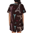 thumbnail image 3 of Lsque Eiffel Tower Women's Short-Sleeved Pajama Set - 2 Piece Soft and Lightweight Sleepwear Set-Medium, 3 of 9
