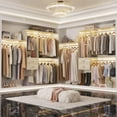 thumbnail image 4 of 20'' - 96'' Closet System Wall Mounted, iSunirm Clothes Organizer System with 2 Wooden Drawers and 4 Hanging Rods, Wardrobe Closet System for Bedroom/Closet, 96"L x 16"W x 58"H, Gray, 4 of 8
