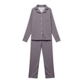 thumbnail image 5 of Samdudou Mens Pajamas Set Long Sleeve Button Down Sleepwear Classic Notch Collar Solid Two Piece Lounge Suit Pjs for Home Working Remote and Weekend Resting Time, 5 of 9