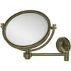 8 Inch Wall Mounted Extending Make-Up Mirror with Smooth Accents - Antique Brass / 3X