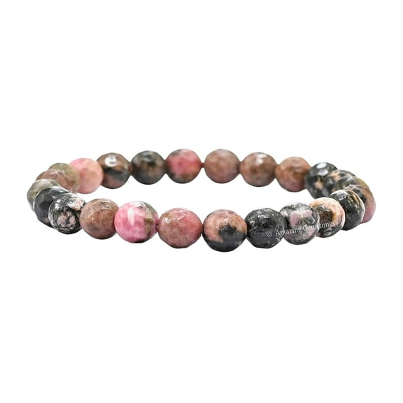 Rhodonite Bracelet for Women - Faceted Beads Bracelet (Stretchable)