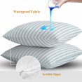 thumbnail image 4 of Throw Pillow Covers 16x16 Inch Set of 2, Blue Striped Waterproof Outdoor Pillow Covers, Blue White Stripes Farmhouse Decorative Cushion Pillowcases for Couch, Sofa, Bed, Garden, Patio, 4 of 9