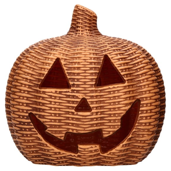 Light-Up Woven Jack-o'-Lantern Decoration, Tan, 8.6", Halloween by Way To Celebrate