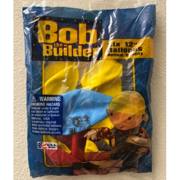12" BOB THE BUILDER Latex Birthday Balloon • Party Supplies Decorations Balloon - Pack of 6