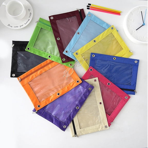 Mesh Zipper Pouch Bags for 3 Ring Binder, Clear Pencil Pouch Organizer, School Supplies Pencil Case for Classroom.
