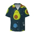thumbnail image 3 of Goofa Avocado in Space Printed Men's Casual Short-sleeved Shirt,Lightweight Breathable Button-down,Summer Casual men's top,Versatile Fashion shirt-4X-Large, 3 of 7