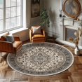 thumbnail image 1 of Washable Round Rug Living Room Circle Area Rugs for Bedroom, Vintage Non Slip Low Pile Carpet for Kitchen, 1 of 4