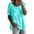 thumbnail image 2 of LVHAOGJOB Womens Crew Neck Tops Short Sleeve T Shirt Holiday Solid Color Summer Shirts for Ladies, 2 of 9