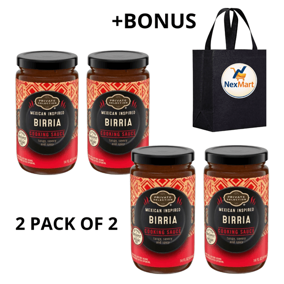 Private Selection Birria Cooking Sauce, Mexican Inspired, Tangy Savory Spicy, 14 fl oz, 2 Pack