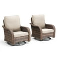 thumbnail image 2 of Unnifurnzi Outdoor Swivel Rocker Patio Chairs-High Back Outdoor Rocking Chairs Set of 2 All Weather Wicker Patio Chairs for Porch Balcony Deck-Brown/Beige, 2 of 7