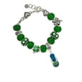thumbnail image 2 of Delight Jewelry Silvertone Tropical Blue Flip Flop with Palm Tree - Green Irish Luck Bead Charm Bracelet, 7.5", 2 of 4