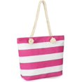 thumbnail image 1 of Waterproof Beach Bag Canvas Stripe Rope Handles with Top Zipper Closure Shoulder Beach Tote Bags, 1 of 5