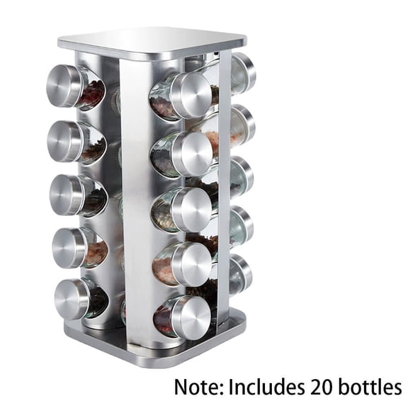 20-Jar Revolving Spice Rack, Rotating Kitchen Seasoning Organizer Carousel for Countertop and Cabinet Storage