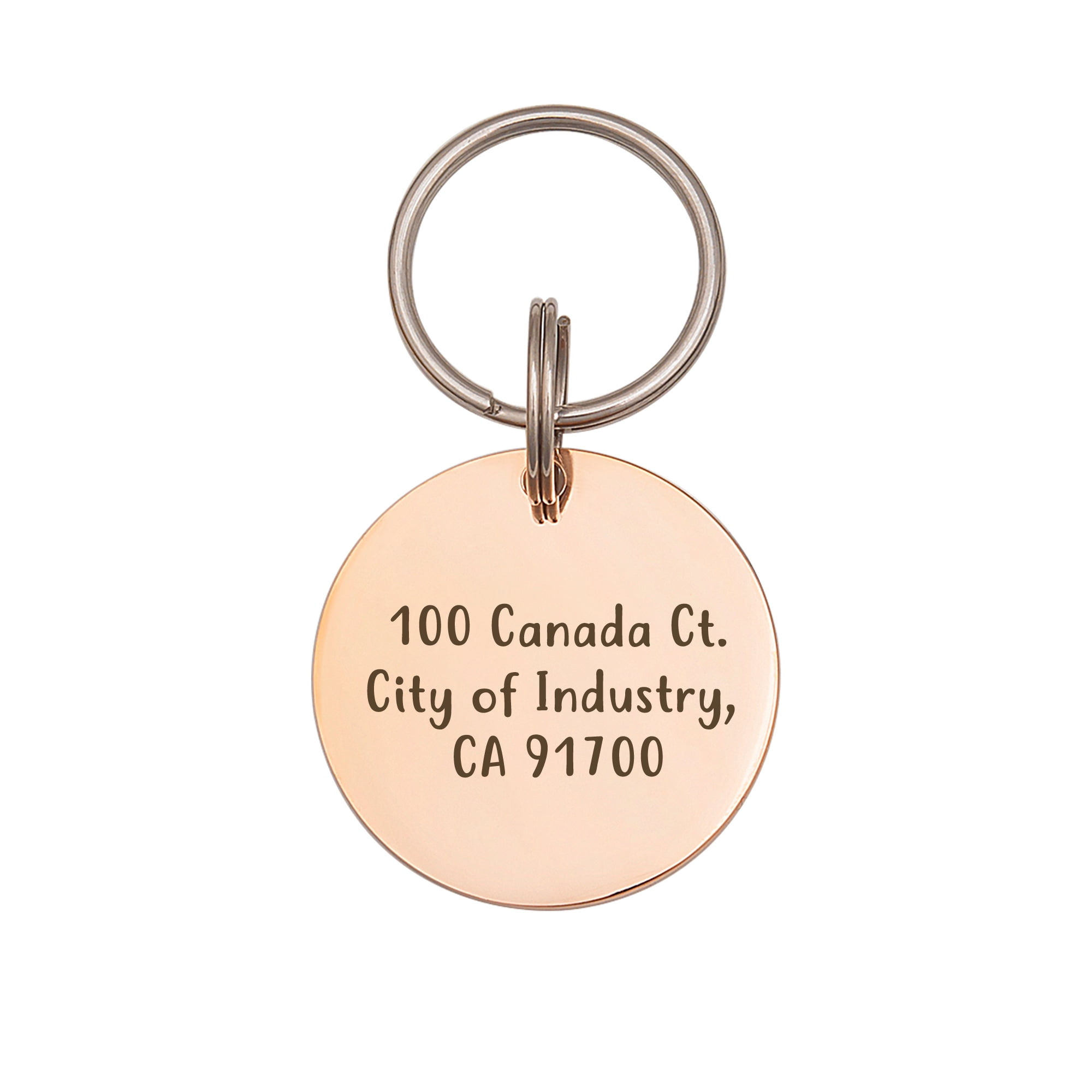 Anavia Stainless Steel Metal Round Name - Phone Number Birthday Holiday Christmas Engraved Dog Cat ID Tag, Rose Gold