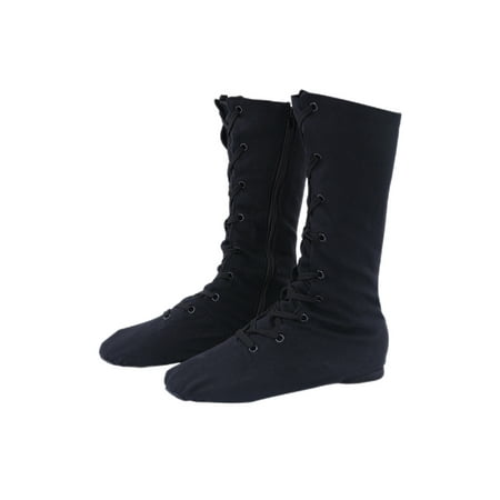 

Kesitin Ballet Shoes for Girls Womens Comfortable High-Top Dance Shoes Yoga Non Slip Lightweight Zipper Up Jazz Boots Black （Cotton 40cm） 11C
