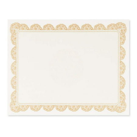 Best Paper Greetings Certificate Paper with Brown Borders - 96 Pack - Blank Printer Friendly Letter Size Gold, 8.5 x 11