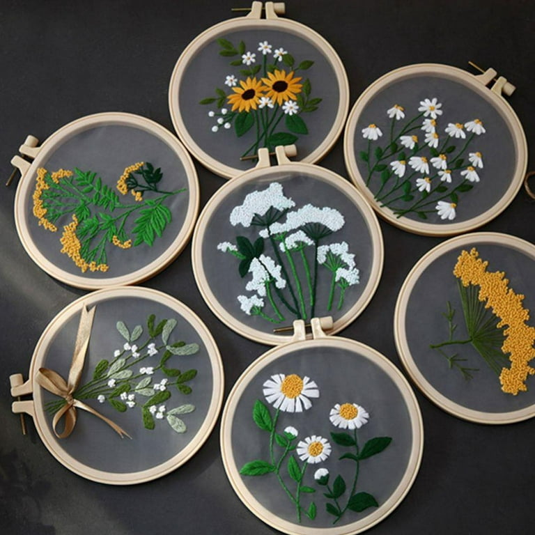 DIY Flower Embroidery Kit for Beginner Pattern Printed Needlework
