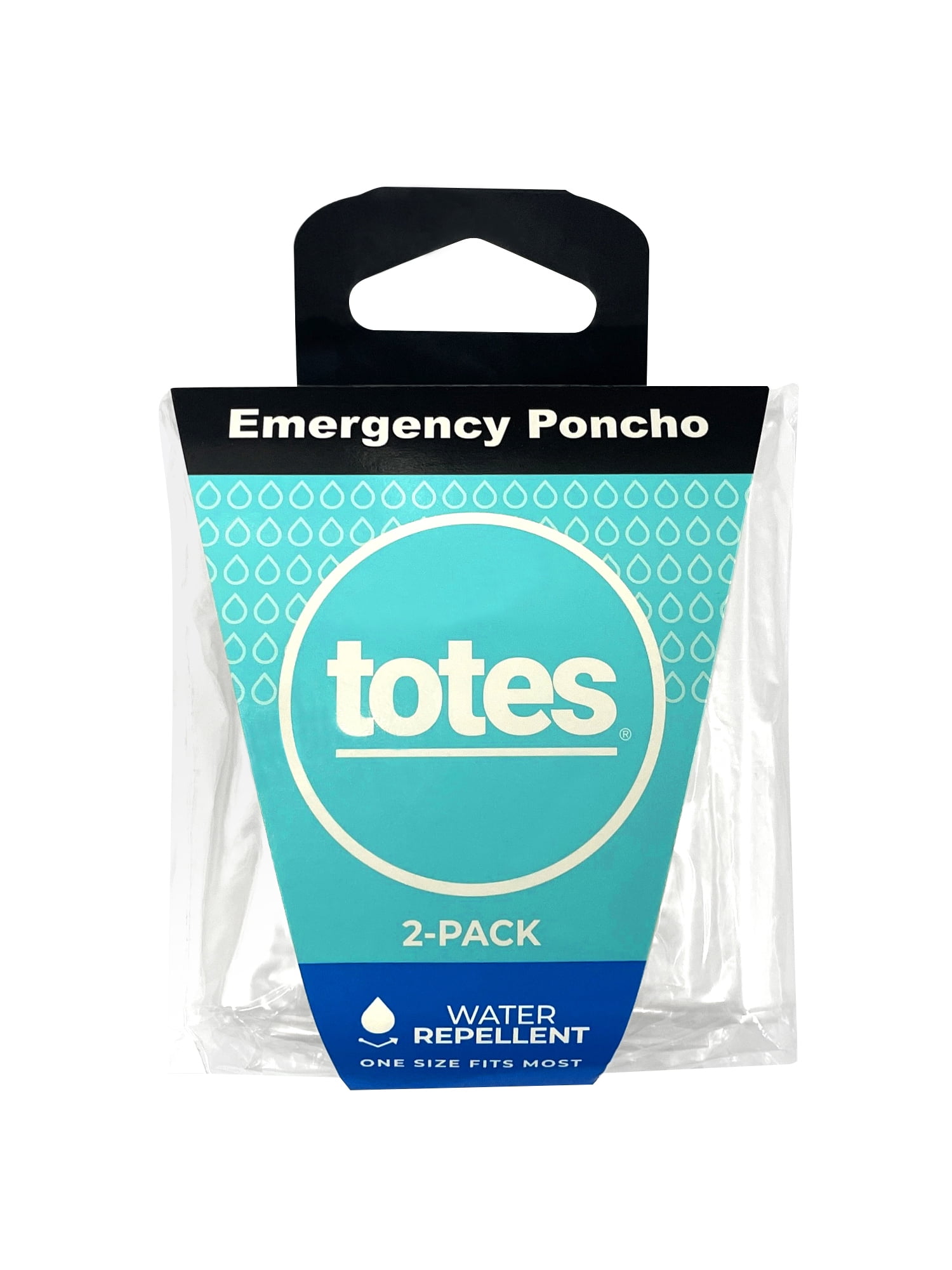 Totes Clear Single Use Emergency Poncho Set - 2 Pack