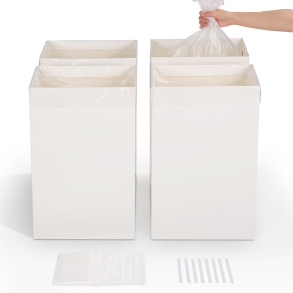 Trash Can 13 Gallon Disposable Cardstock (4 Packs with 8 Waste bags), 13 Gal Collapsible Portable Cans Perfect for Kitchen, Outdoor RV Camping, Party Events, Large Tall Pop Up Recycle Garbage bin