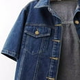 thumbnail image 6 of Cropped Denim Jacket for Women 2025 Short Sleeve Button Down Lapel Collar Casual Jean Jackets Outerwear, 6 of 7