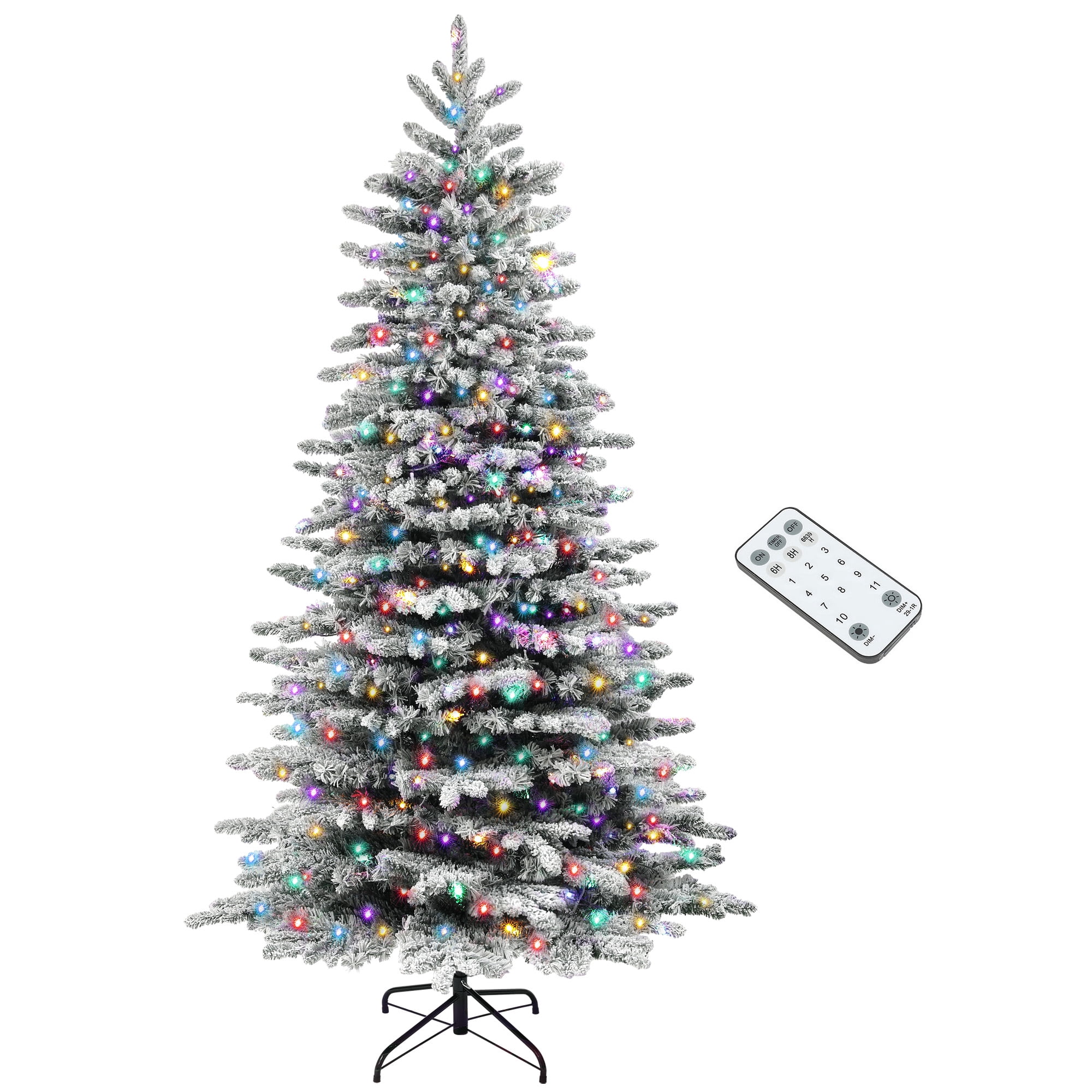 7.5ft Prelit Flocked Christmas Tree with 500 LED Lights 1264 Tips Remote Timer Indoor Decor